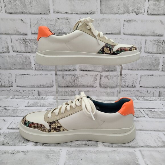 NWOB Cole Haan Grandseries Rally Court Sneakers Orange Snake Ivory Size 8 Womens - Picture 3 of 8